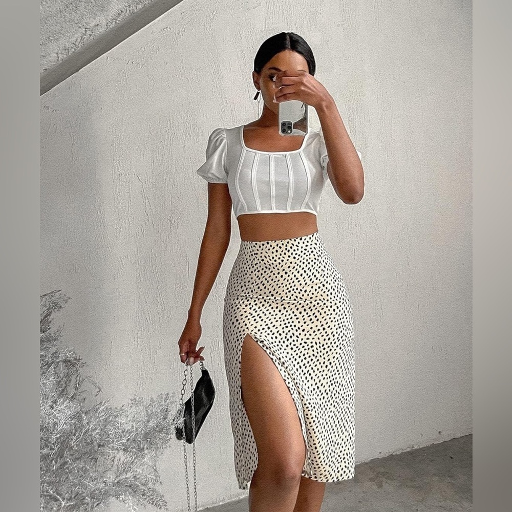 Floern’s Women’s Boho Printed Split A Line Midi Skirt -XS​​​